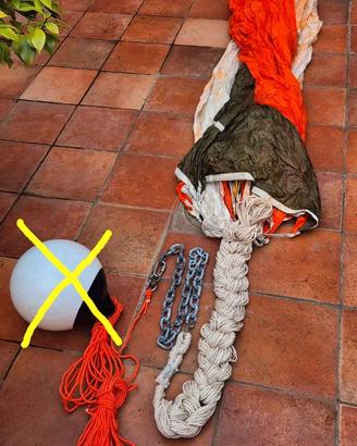 Paracadute da pesca a drifting, 16m con cime
