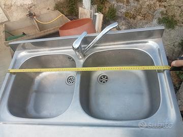 lavandino alluminio 2 vasche 80 x50 