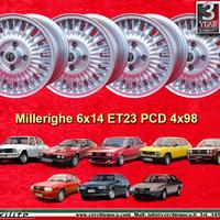 4 pz. Alfa Romeo Millerighe 6x14 ET23 4x98 Alfetta