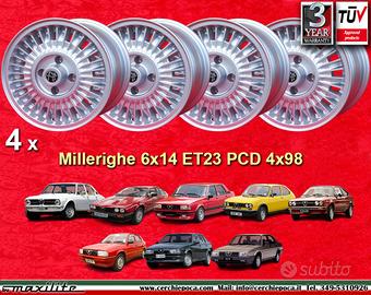 4 pz. Alfa Romeo Millerighe 6x14 ET23 4x98 Alfetta