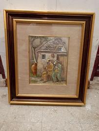 Quadro dipinto a mano "Il Riposo" bassorilievo
