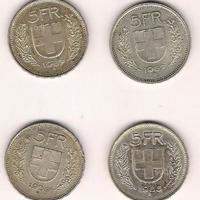 Svizzera 4 monete in argento