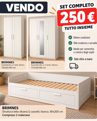 Letto con 2 Armadi