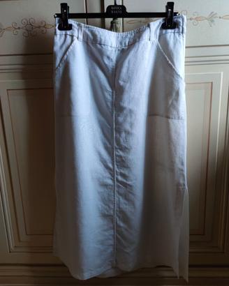 Gonna lunga bianca di puro lino H&M - tg.42