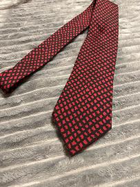 Cravatta Hermès uomo rossa e nera vintage