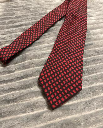 Cravatta Hermès uomo rossa e nera vintage