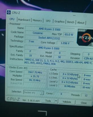 Ryzen 5 5500, 16 gb ram ddr4 3200mhz, a520m mobo