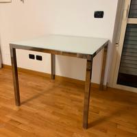 Tavolo quadrato vetro acciaio