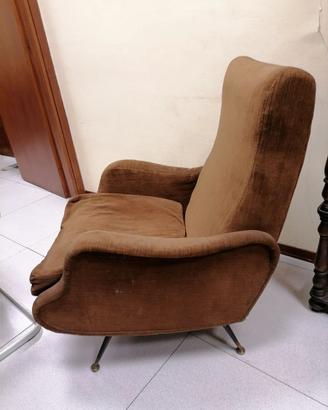 Poltrona anni'70 in velluto marrone