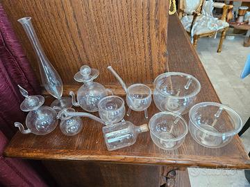 collezione vintage di 10 oggetti in vetro soffiato