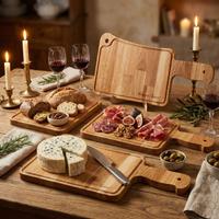 SET DI 4PZ. TAGLIERI DA APERITIVO  IN LEGNO ROVERE