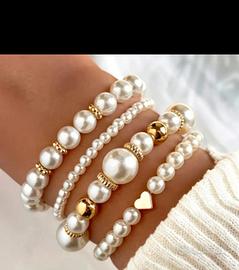 Perle e oro set  x4 bracciali