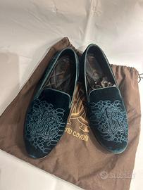 Pantofole in velluto verde di Roberto Cavalli