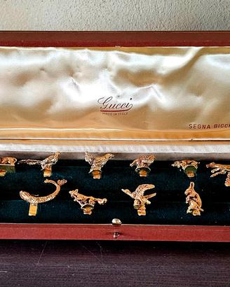GUCCI Set 12 Segnabicchieri Animali Vintage dorati