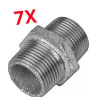 7 Nipplo Zincato 3/4" Doppia Vite in Ghisa 
