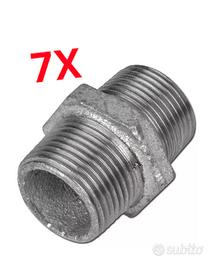 7 Nipplo Zincato 3/4" Doppia Vite in Ghisa 