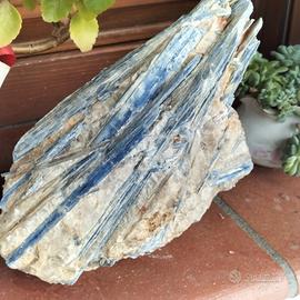 Cristallo naturale di Cianite blu e quarzo