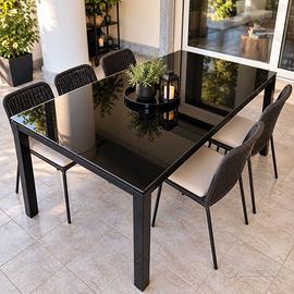 Tavolo design allungabile in vetro nero