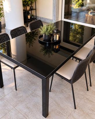 Tavolo design allungabile in vetro nero