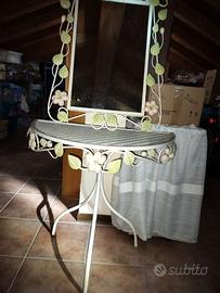 Specchiera / consolle in ferro decorato bianco