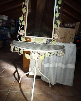 Specchiera / consolle in ferro decorato bianco