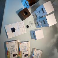 4 faretti a soffitto da esterno corten e lampadine