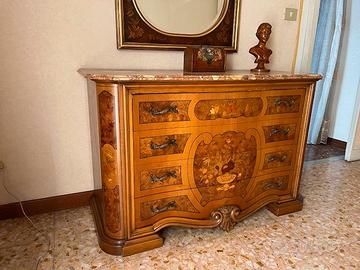 Comò con 2 comodini stile classico intarsiato