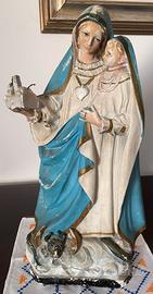 Statua Madonna Vergine Bambino Fin 700 Gesso 42x17