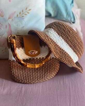 Cappellino + borsa uncinetto fatti a mano