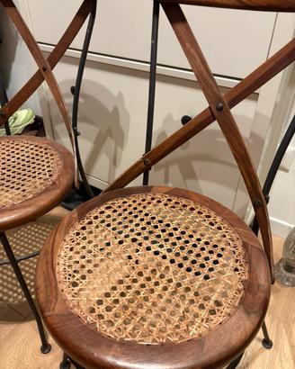 Sedie da salone o cucina in legno e ferro battuto