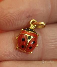 Ciondolo coccinella in oro 750 18 kt vintage