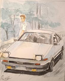 Initial D disegno a mano - acquerello 