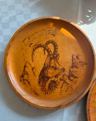 Coppia Piattini Legno Vintage S.M. di Varese