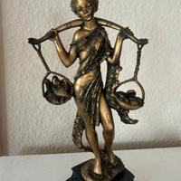 Statuina vintage Donna con pesci Fontanini Italy