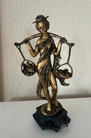 Statuina vintage Donna con pesci Fontanini Italy