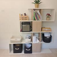 libreria legno laccato bianco e naturale 