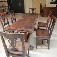 Fratino in legno massello con sei sedie