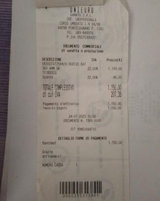 Ebike bicicletta elettrica a pedalata assistita