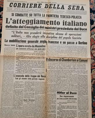 Corriere 2 settembre 1939 inizia la guerra