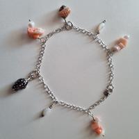 BRACCIALE - CAVIGLIERA ARGENTO CONCHIGLIE CORALLO