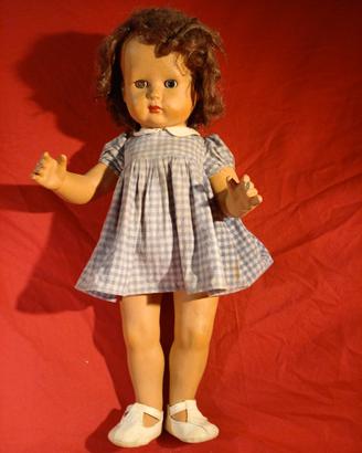 Bambola anni 50 occhi mobili, 45 cm, vestito orig.