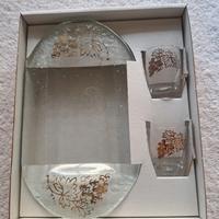Vassoio in vetro con set da 2 bicchieri