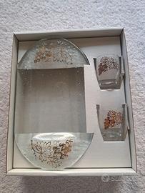 Vassoio in vetro con set da 2 bicchieri