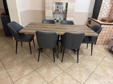 Tavolo Moderno 180x90 + 6 Sedie Antracite