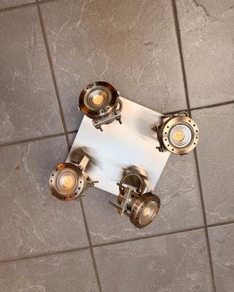Plafoniera Faretto Industriale 4 Luci acciaio LED