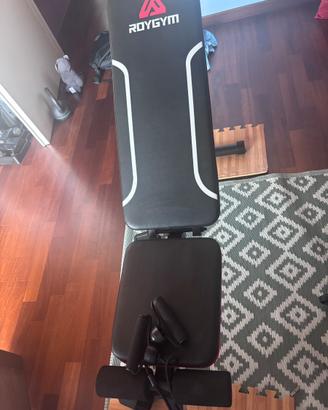 Panca pieghevole + due pesi da 7,5 kg