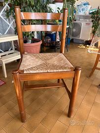 Set 4 sedie in legno e paglia