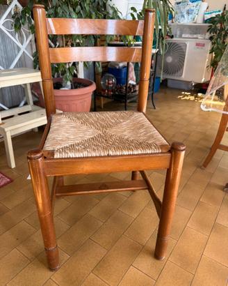 Set 4 sedie in legno e paglia