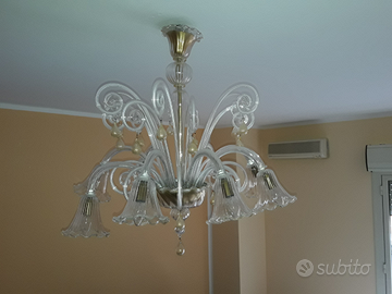 Lampadario in vetro murano e oro zecchino