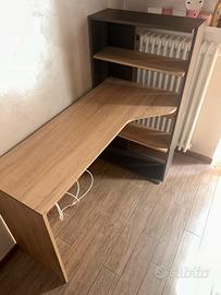 Scrivania angolare con Libreria -studio/pc